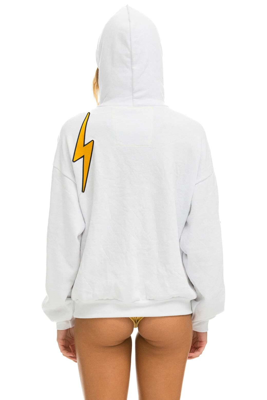 VINTAGE PATCH RELAXED PULLOVER HOODIE- WHITE - Image 3