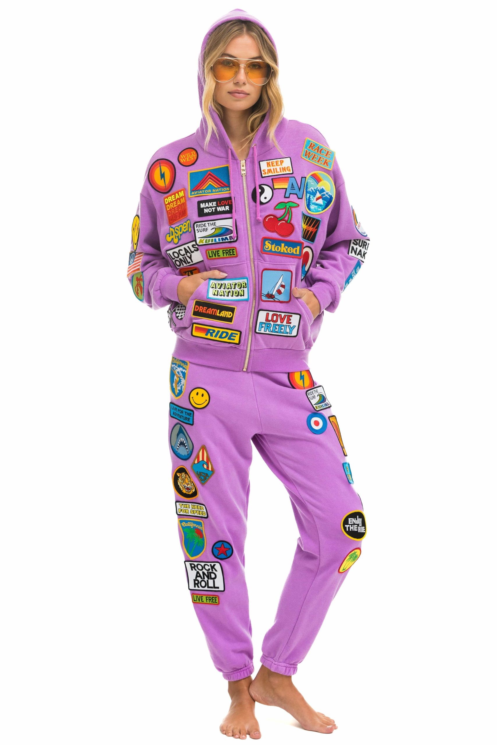 VINTAGE PATCH ZIP HOODIE RELAXED - NEON PURPLE - Image 8