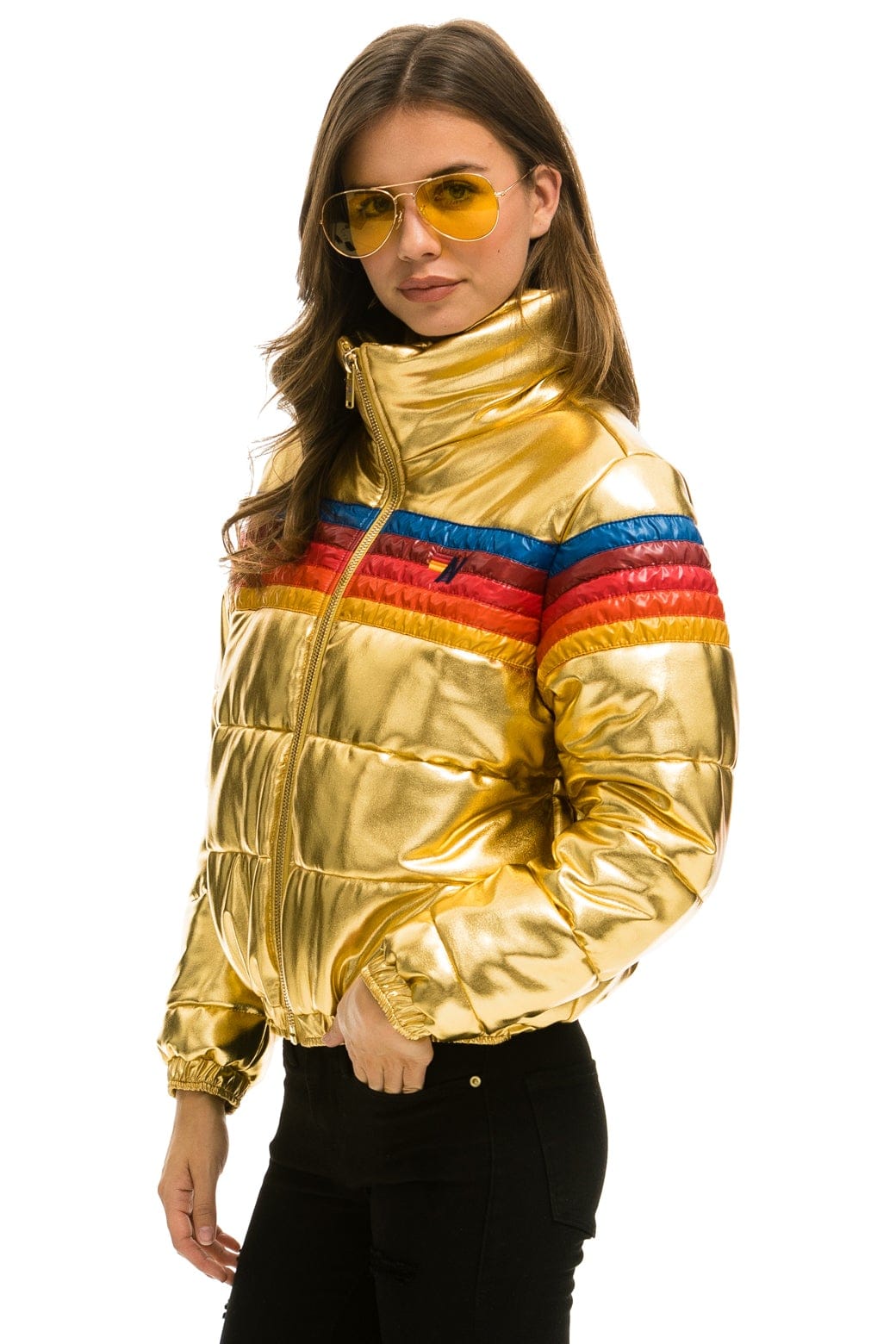 5 STRIPE APRES JACKET - GLOSSY GOLD - Image 2