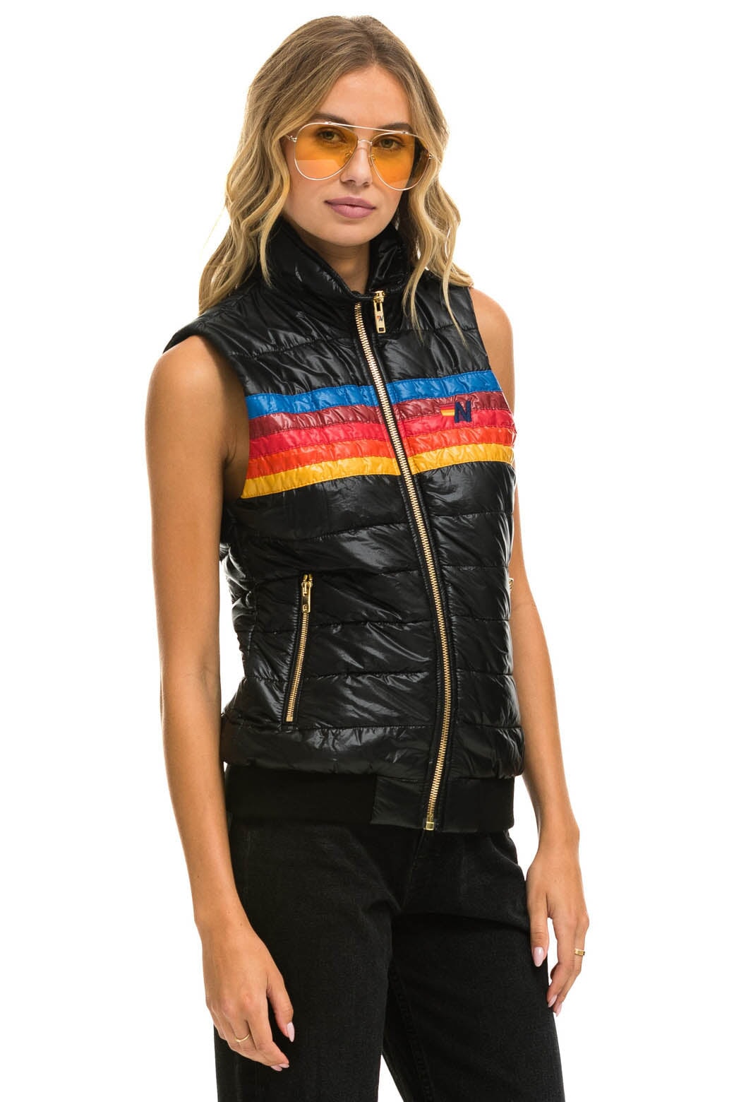 WOMEN'S 5 STRIPE VEST - GLOSSY BLACK - Image 2