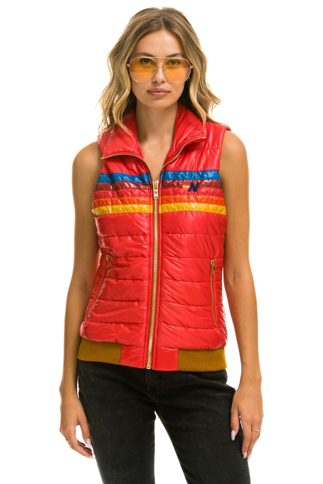 WOMEN'S 5 STRIPE VEST - GLOSSY CHERRY - Image 2
