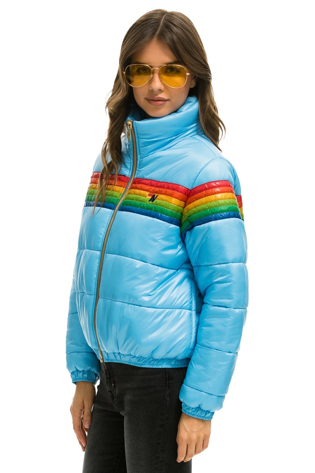 6 STRIPE LUXE APRES PUFFER JACKET - GLOSSY SKY - Image 2