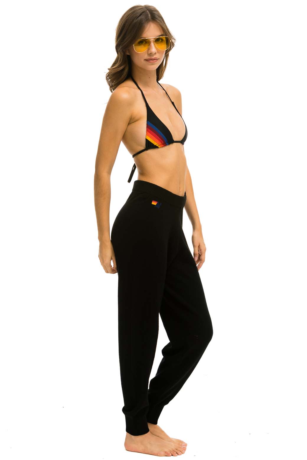 BOLT CASHMERE LIGHT SWEATER PANT - BLACK // WHITE BOLT - Image 2