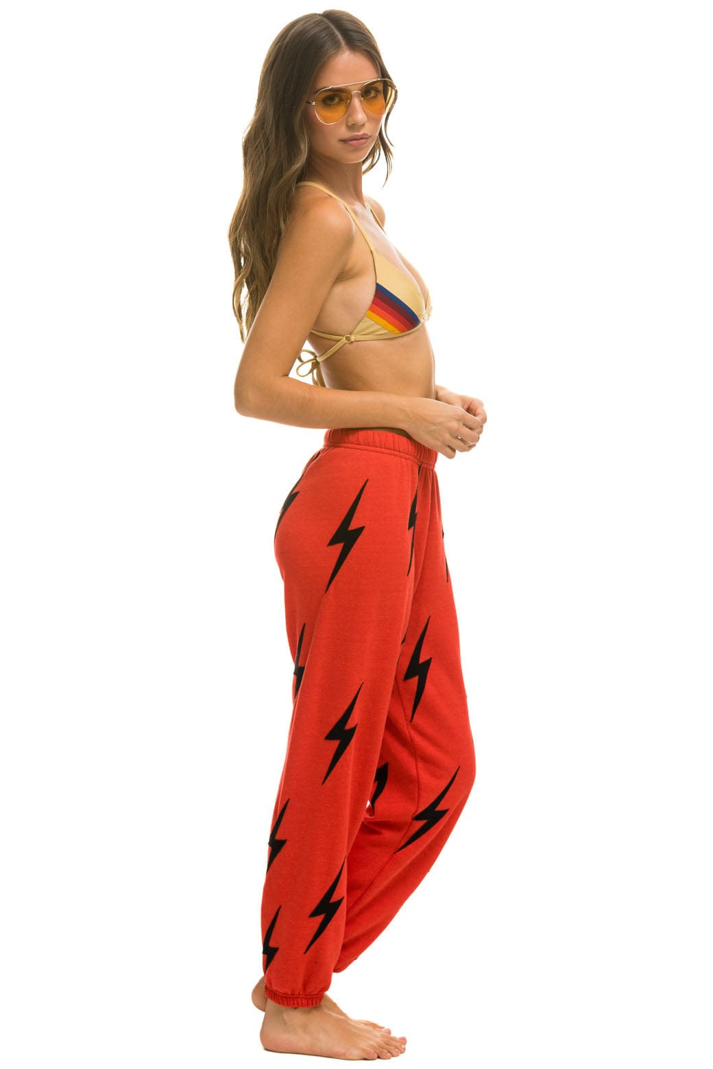 BOLT STITCH REPEAT SWEATPANTS - RED // BLACK - Image 3