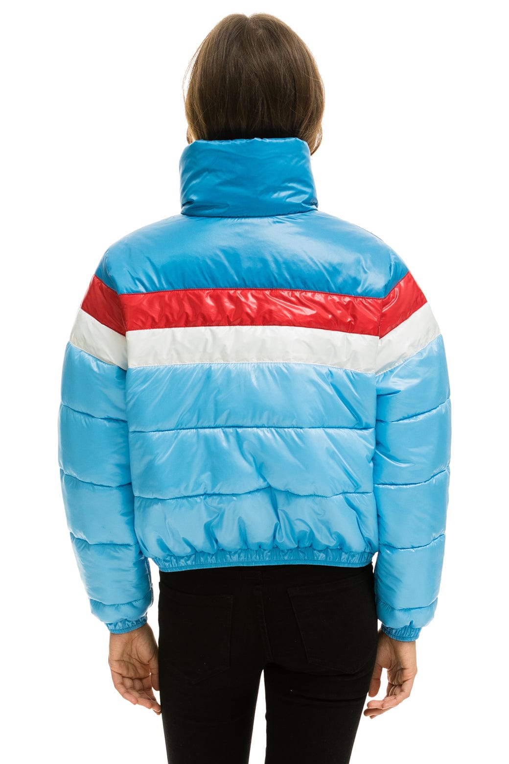 COLOR BLOCK LUXE APRES PUFFER JACKET - SKY GLOSSY - Image 3