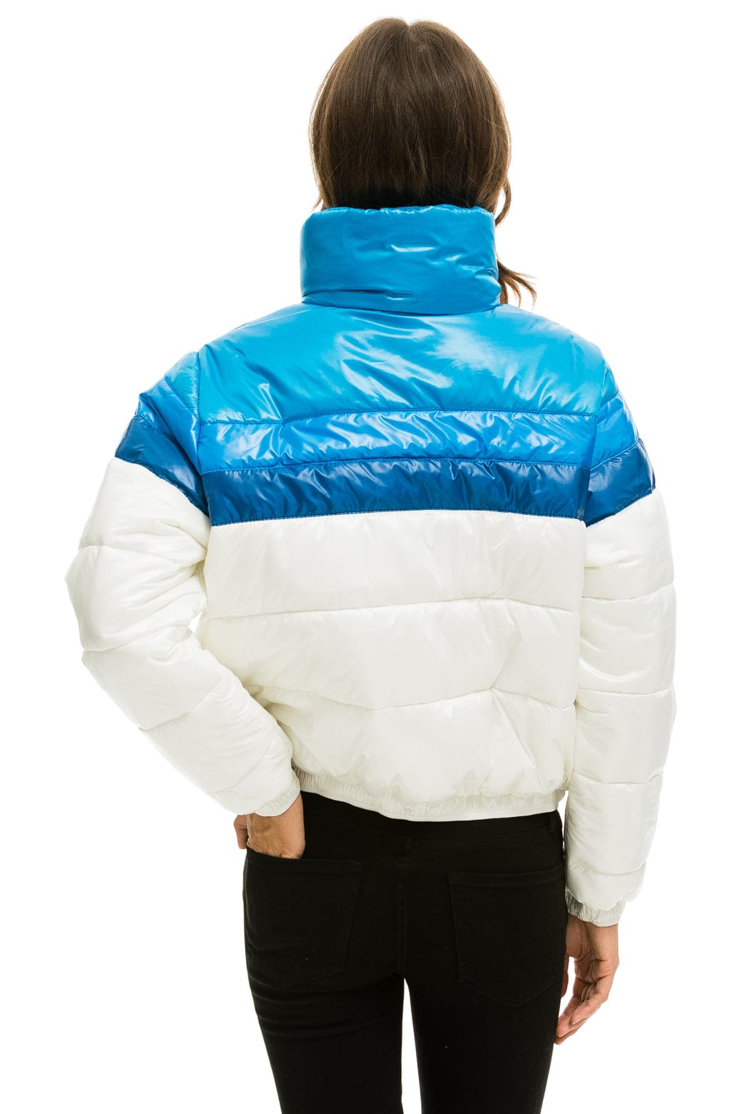 COLOR BLOCK LUXE APRES PUFFER JACKET - GLOSSY WHITE DRESDEN - Image 3