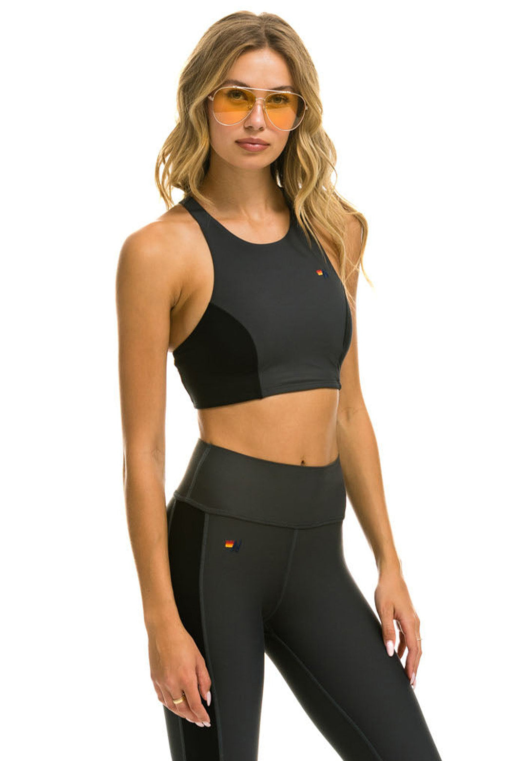 COLOR BLOCK RACER SPORTS BRA - TITANIUM - Image 2